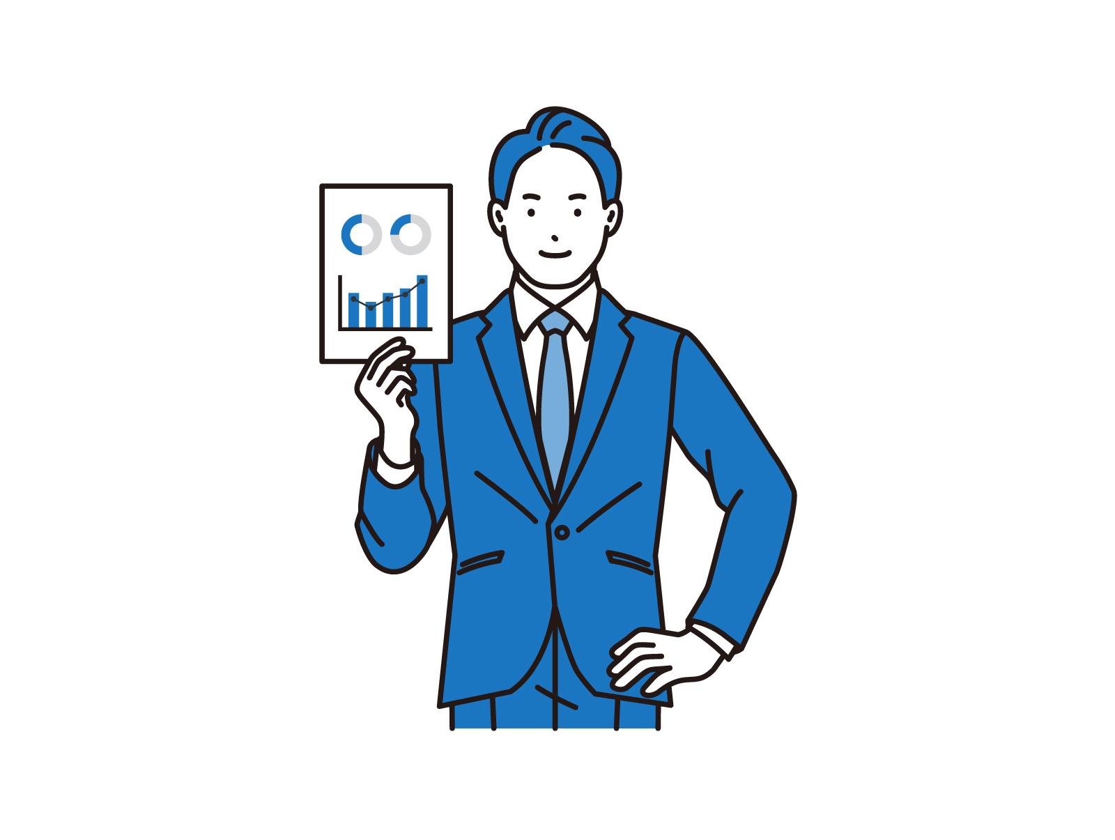 コスト上昇のグラフを示す担当者